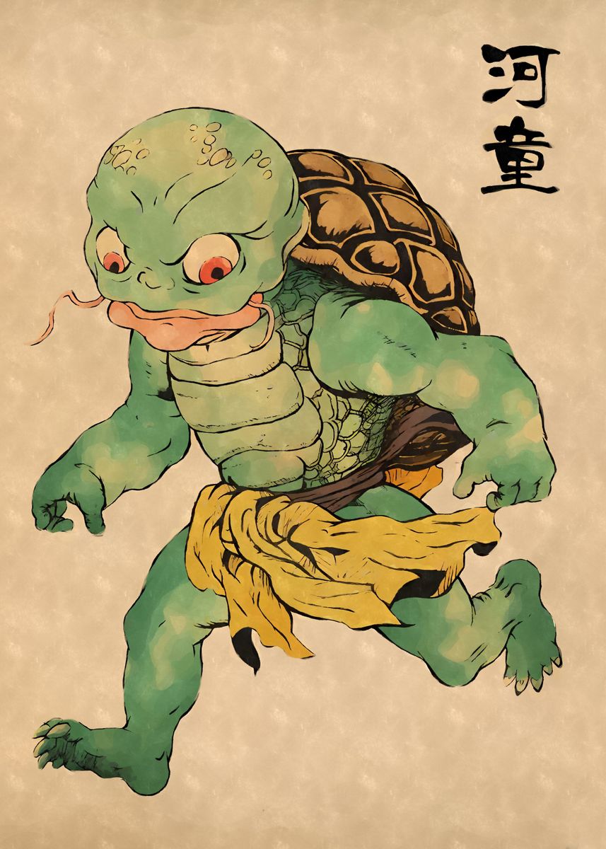 Kappa Yokai Woodblock Poster