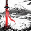 Katana Samurai Sword Ink Poster