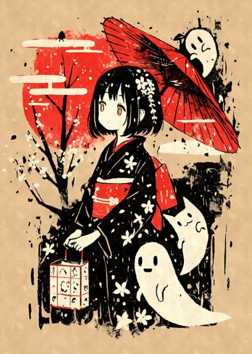 Kimono girl ghosts yokai poster