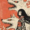 Kimono Girl Wolf Yokai Poster