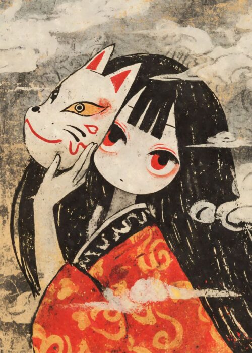 Kitsune mask girl poster