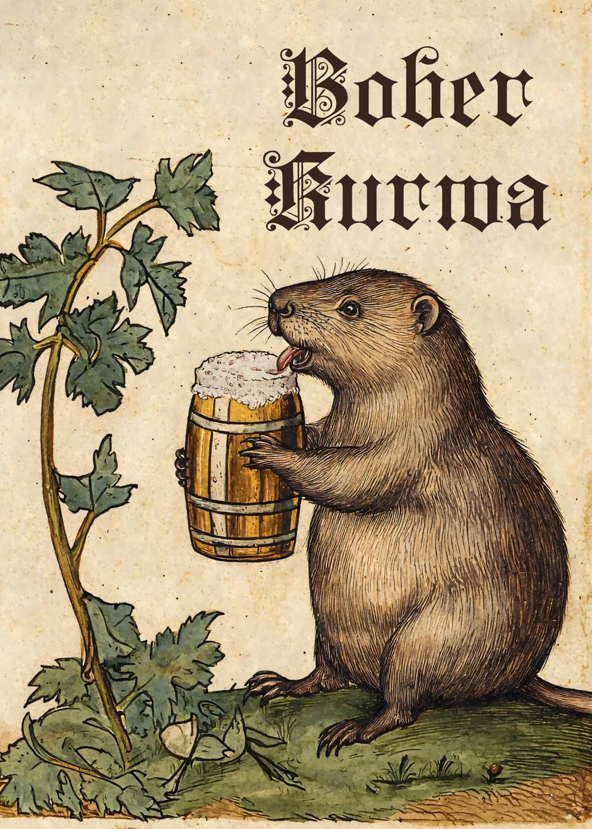 Medieval Bober Kurwa Beer Poster