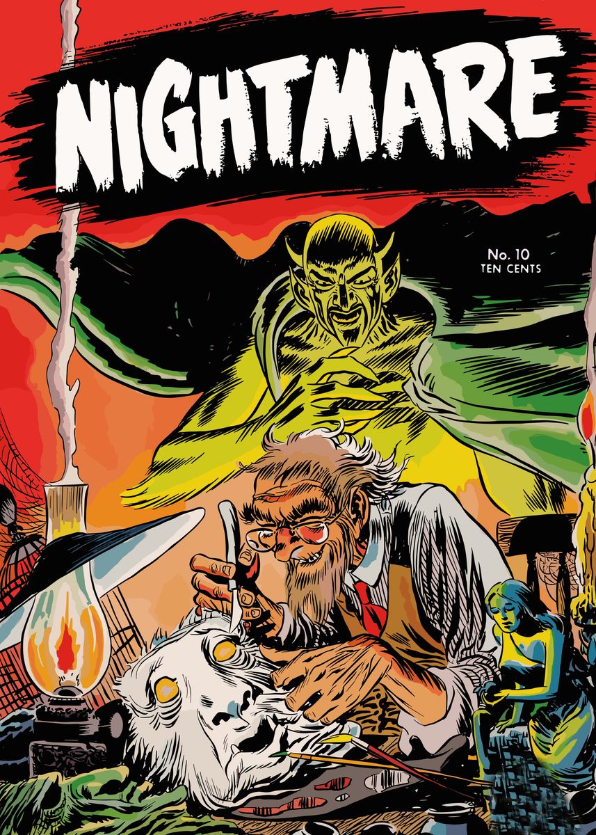 Nightmare Vintage Horror Comic Poster