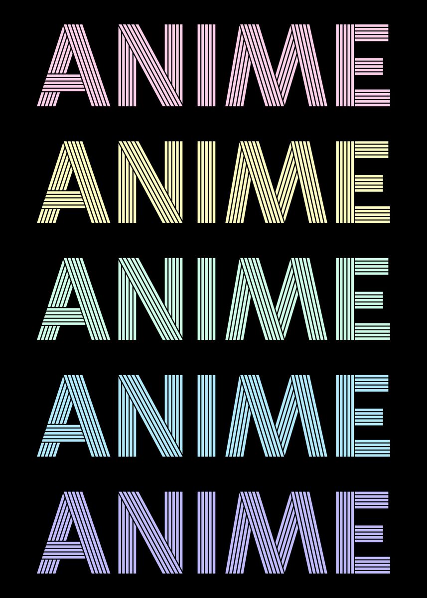 Retro Pastel Anime Text Poster