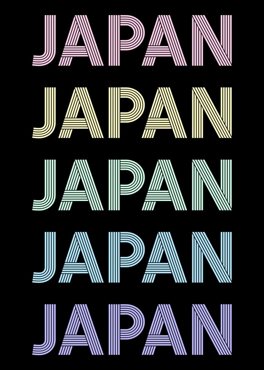 Retro Pastel Japan Text Poster