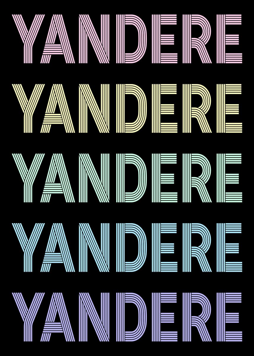 Retro Pastel Yandere Text Poster