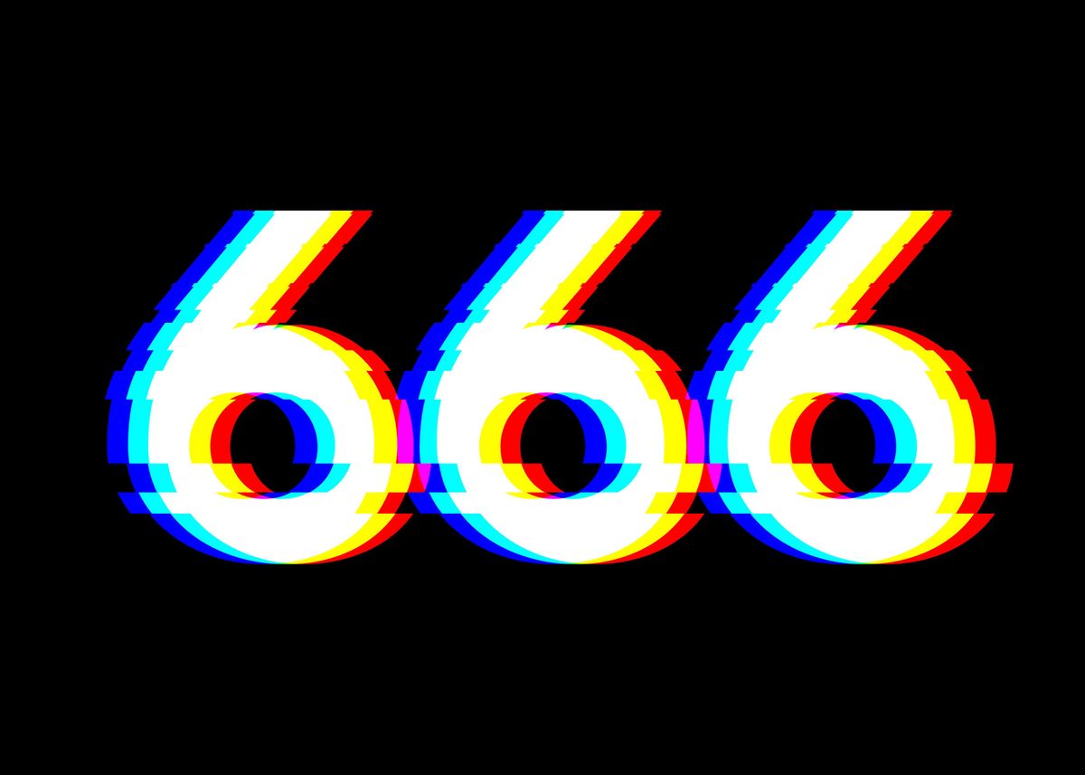 Satanic Number 666 Glitch Poster