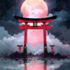 Torii Gate Full Moon Poster