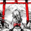 Torii Gate Kimono Girl Ink Poster