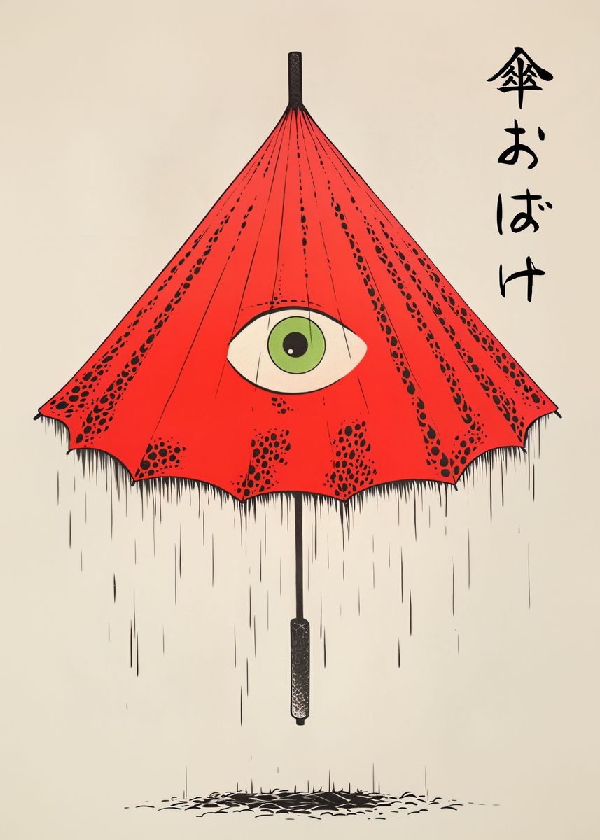 Vintage Kasa Obake Yokai Poster