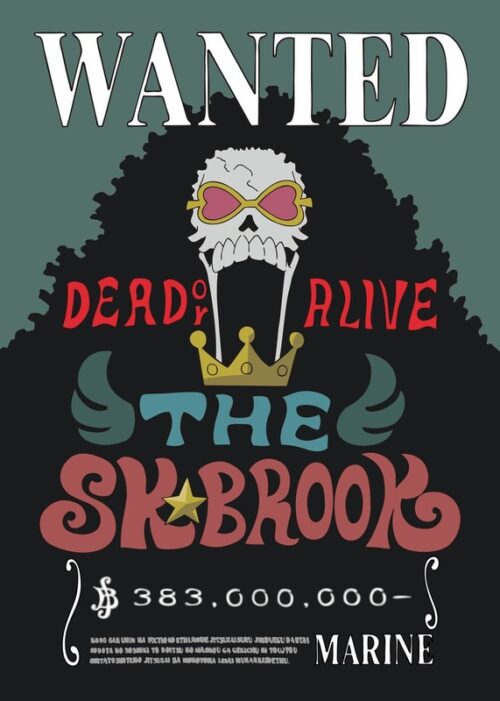 Wanted brook bountry one piece anime & manga poster