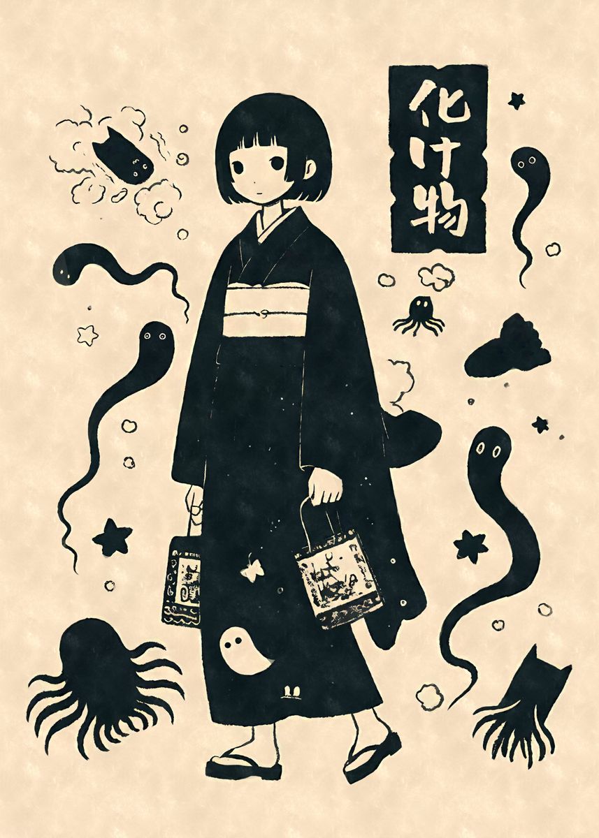 Yokai Bakemono Girl Poster