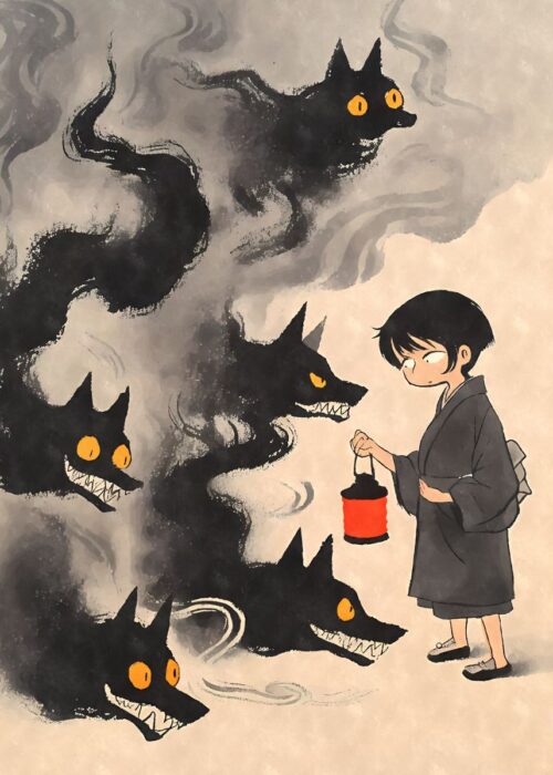Yokai shadow wolves poster
