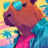 80s Capybara In Sunglasses Poster