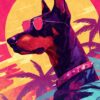 80s Retro Doberman Poster