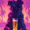 80s Retro Flat Coated Retriever Poster