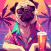 80s Retro Pug Beer Poster