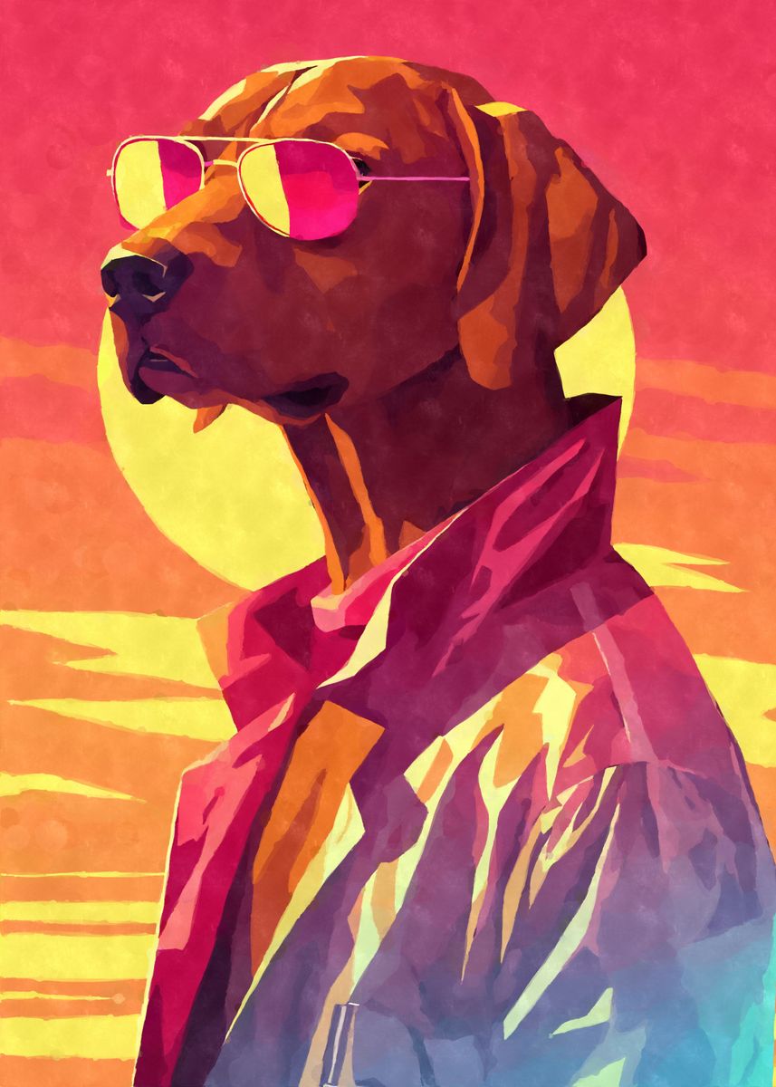 80s Retro Vizsla Dog Poster