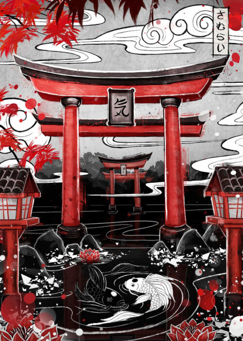 Air torii yin yang poster