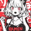 Anime Cat Girl Eating Ramen Poster