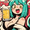 Anime Cat Girl With Beer Poster