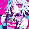 Anime Girl Eating Ramen Poster