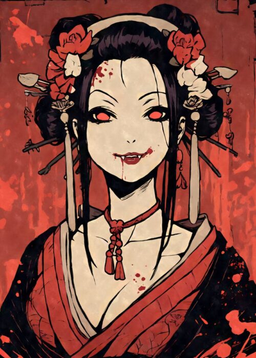 Anime japanese vampire geisha poster