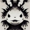 Axolotl Black Watercolor Poster