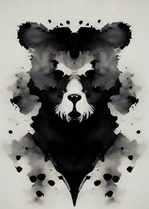Bear black watercolor poster