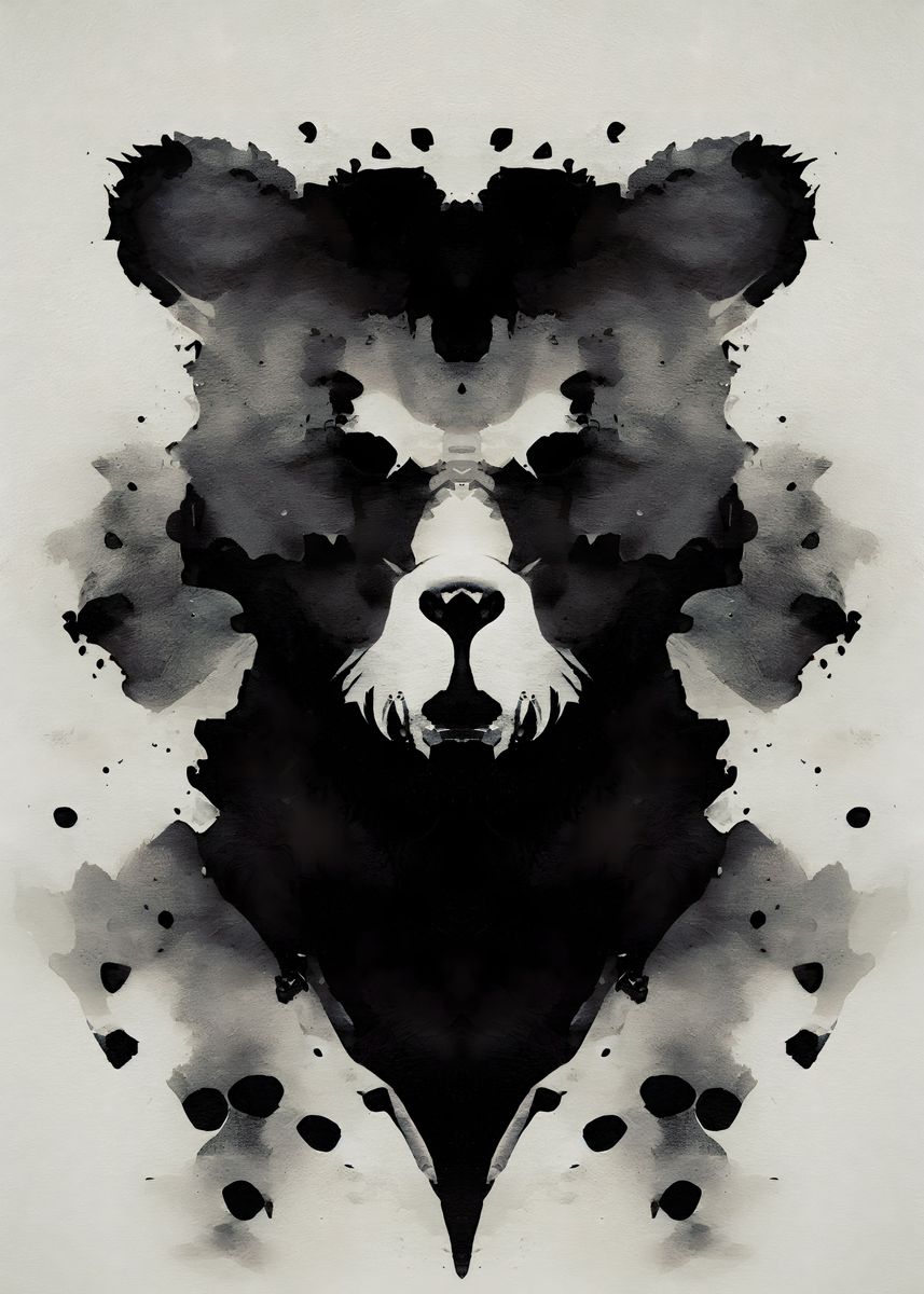 Bear Black Watercolor Poster