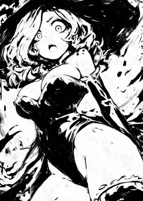 Black and white witch manga poster