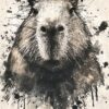 Capybara Black Ink Poster