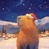 Capybara Santa In Winter Wonderland Poster