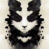 Cat Black Watercolor Style Poster