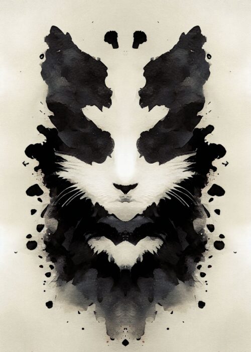 Cat black watercolor style poster