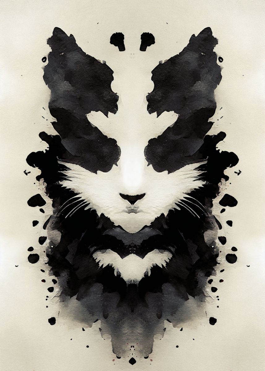 Cat Black Watercolor Style Poster