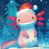 Christmas Axolotl Santa Hat Poster