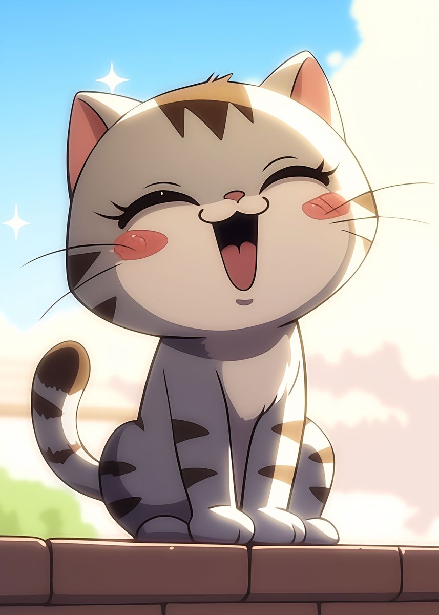 Cute Anime Cat Poster