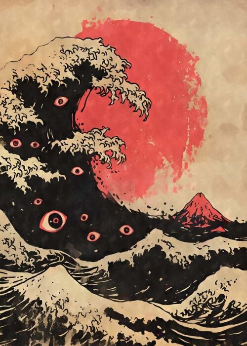 Eyes of the great wave weirdcore poster