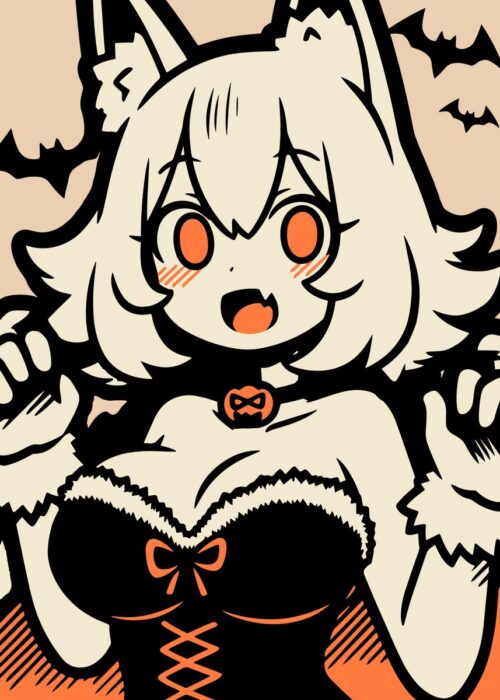 Halloween chibi werewolf girl poster