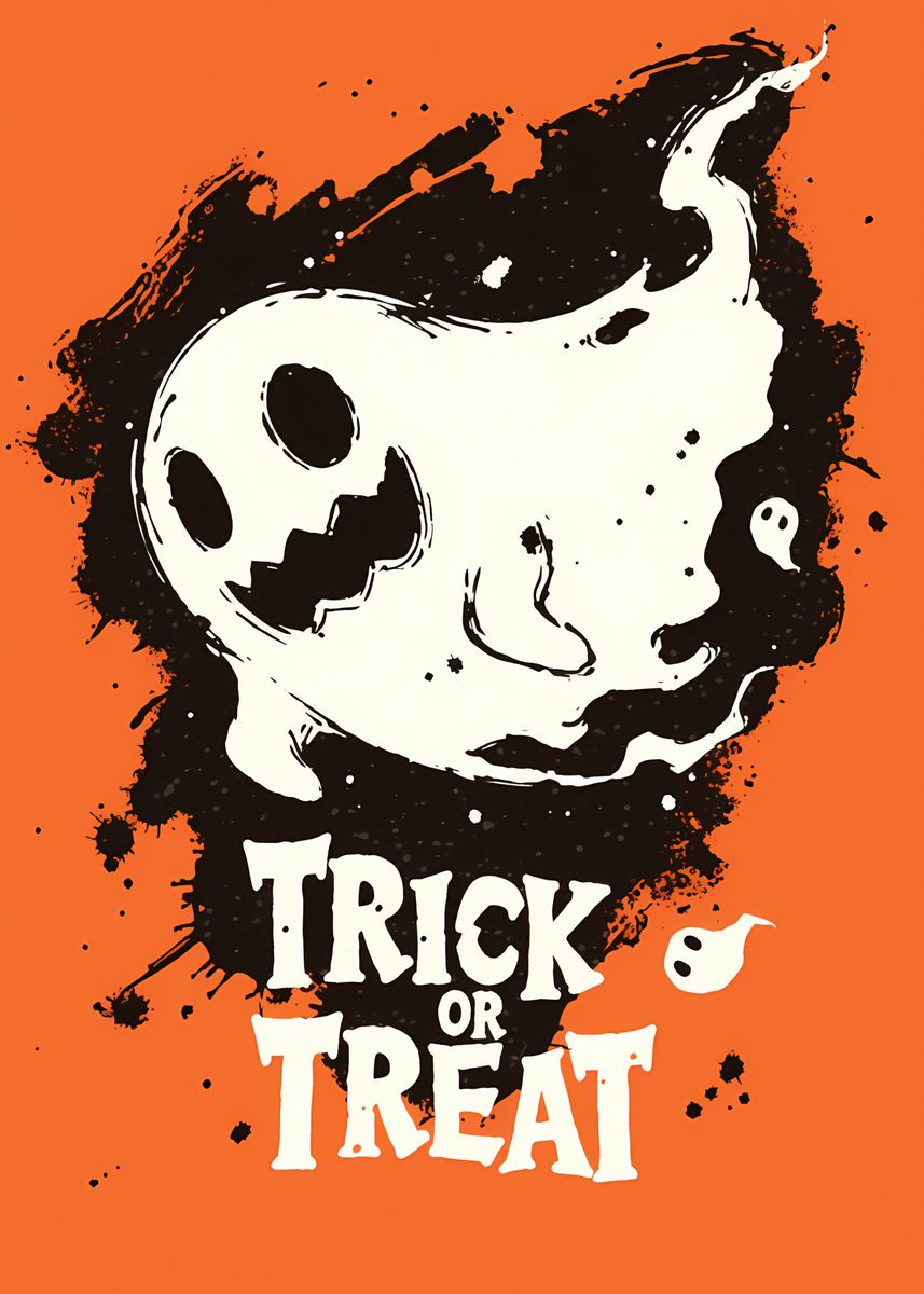 Halloween Ghost Trick Or Treat Poster