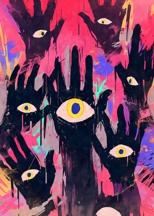 Hands with eyes hamsa weirdore poster