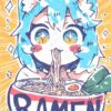 Kawaii Anime Girl Eating Ramen Poster