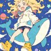 Kawaii Anime Girl Riding Whale In Space Poster