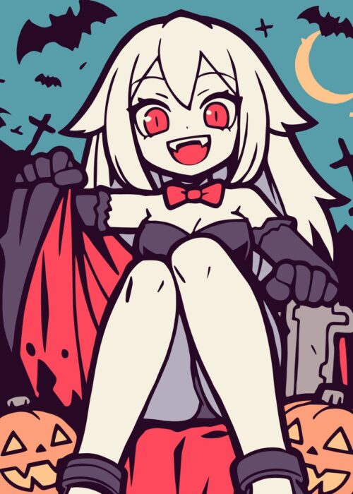 Kawaii anime vampire girl halloween poster