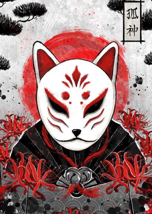 Kitsune mask japan poster