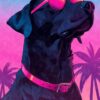 Labrador Retriever Retro 80s Poster