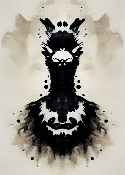 Llama black watercolor poster