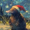 Platypus In Santa Hat Poster