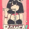 Ramen Girl Illustration Halftone Poster